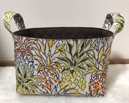 布バスケットSサイズ パイナップル フリーボックス・小物入れ