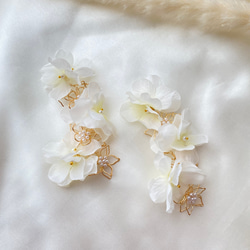 紫陽花　プルメリア　お花　フラワー　結婚式　ウェディング　ブライダル　大ぶりピアス　フォーマル　花嫁 7枚目の画像