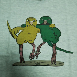 【ご予約受付中】「二人三脚インコ」Tシャツ  【 サイズ×カラーを選べるオーダーメイド Tシャツ】 2枚目の画像