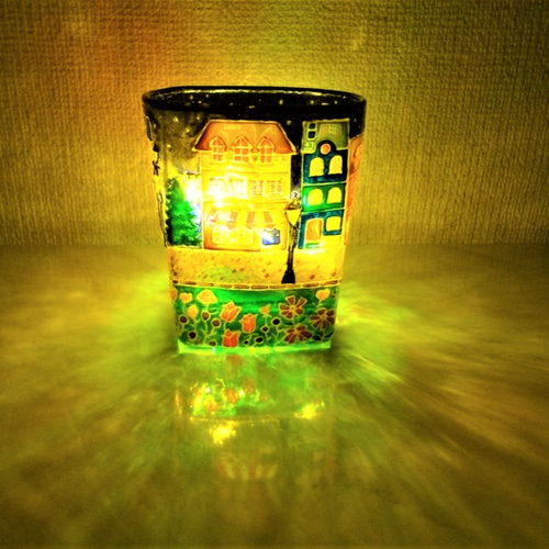 冬 架空の町 クリスマス キャンドルホルダー