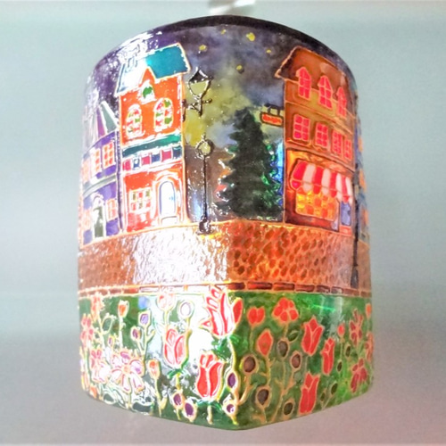 冬 架空の町 クリスマス キャンドルホルダー