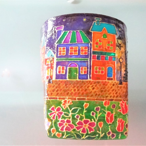 冬 架空の町 クリスマス キャンドルホルダー