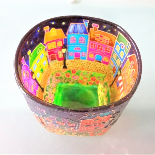 冬 架空の町 クリスマス キャンドルホルダー