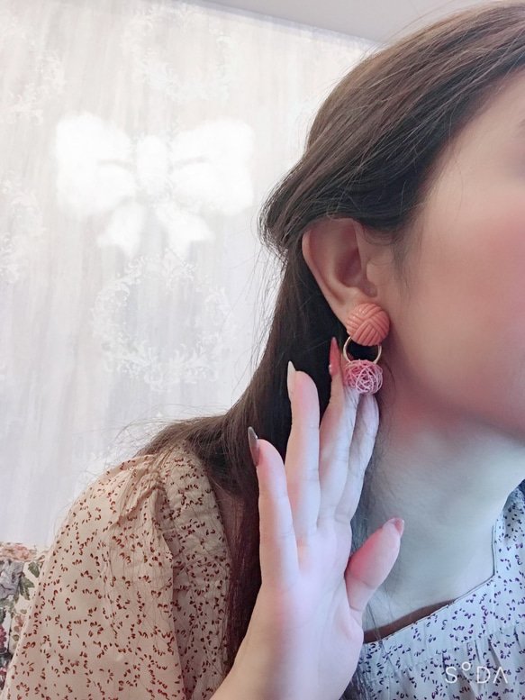 Sale ピンクピアス　Messy Pink　アクセサリー 3枚目の画像