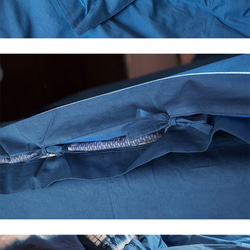 【染め】ブルー染めコットンサテンベッド4枚セット植物染グラスウッド染家テキスタイル枕カバーシートセットカスタム 3枚目の画像