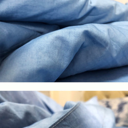 【染め】ブルー染めコットンサテンベッド4枚セット植物染グラスウッド染家テキスタイル枕カバーシートセットカスタム 5枚目の画像