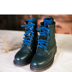 【染め】靴紐 植物染め青染め藍植物染めオリジナル職人技手染め純綿中空フラットレース靴紐 2枚目の画像