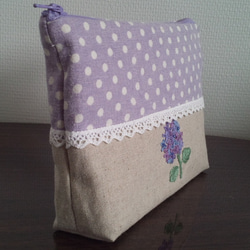 ❤SALE❤　紫陽花の刺繍ポーチ☆彡 4枚目の画像