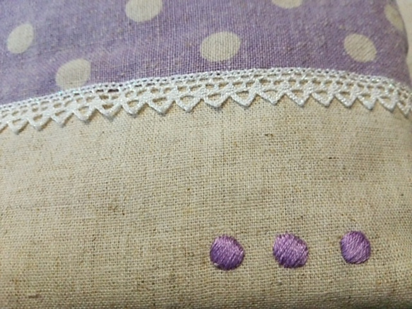 ❤SALE❤　紫ドットの刺繍ポーチ（18センチ）☆彡 2枚目の画像