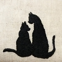 三日月と黒猫の刺繍ポーチ☆彡 2枚目の画像