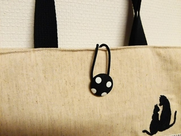 (販売済）黒猫の刺繍のレッスンバッグ☆彡 2枚目の画像