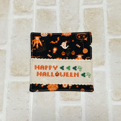 ≪展示≫おうちで♪ ハロウィン　刺繍入りコースター【刺繍有1枚＋刺繍無3枚セット】　ハロウィンインテリア 5枚目の画像