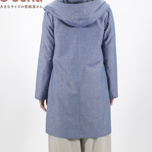 買ってすぐ使える型紙】フードガウンコート【M/L/LL/3L/4L/5L/6L