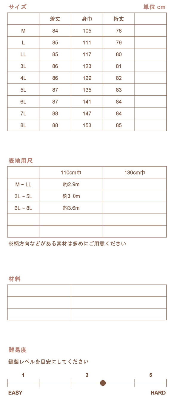 【買ってすぐ使える型紙】フードガウンコート【M/L/LL/3L/4L/5L/6L/7L/8L】洋服 6枚目の画像