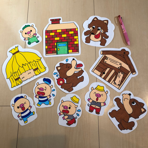 台本なし】三匹の子ぶた パネルシアター ペープサート Pペーパー 保育
