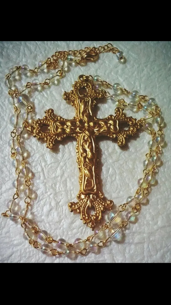 ✨十字架とアクアクリスタル✨ネックレス 2枚目の画像
