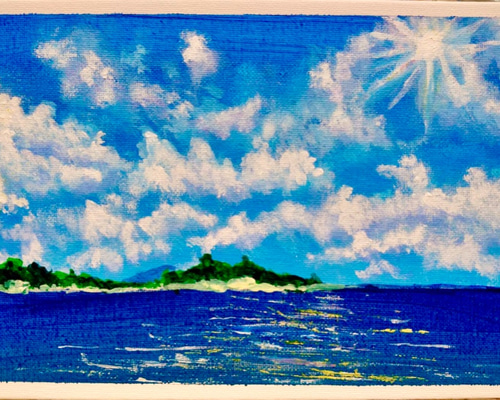 サマーバケーション】原画・アクリル絵画・海・夏・ハワイ・青