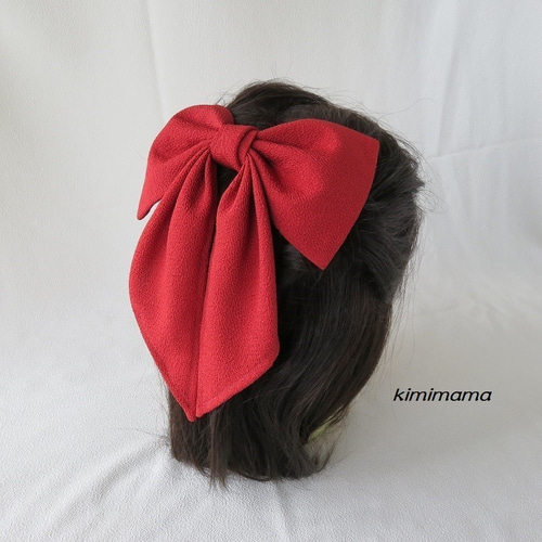髪飾り 大リボンはいからさん<フェルト調芯入り>(深赤)着物・袴・浴衣