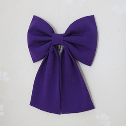 髪飾り　縮緬大リボン　はいからさん(紫)はいからさん 袴・着物・浴衣・卒業式・七五三 3枚目の画像