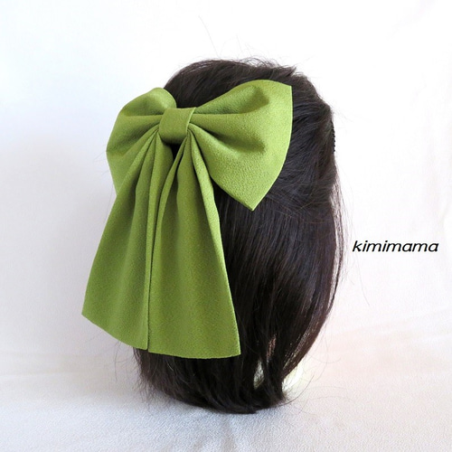 髪飾り 大リボン・はいからさん(うぐいす色)袴・着物・成人式・卒業式  