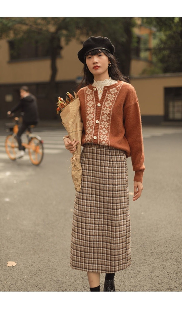 母の日春アウター ベスト ニット カーディガン カウチン セーター カシミヤ 可愛い カーディガン 花柄 桜 カ春の福袋 4枚目の画像