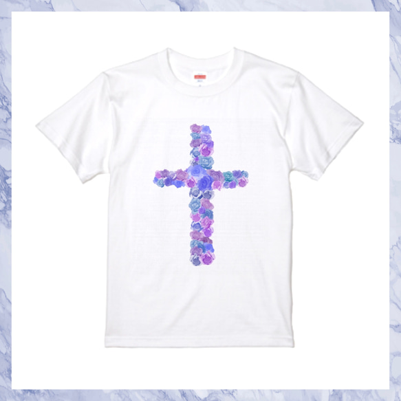 Tシャツ★薔薇の十字架(Blue)★ 1枚目の画像