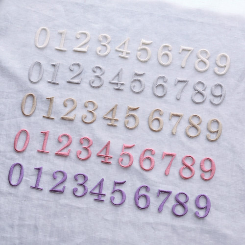 全5色／ セリフ体 数字 刺繍ワッペン アップリケ アルファベット