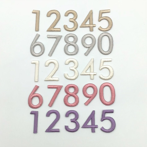 全5色／ ゴシック体 数字 刺繍ワッペン アップリケ