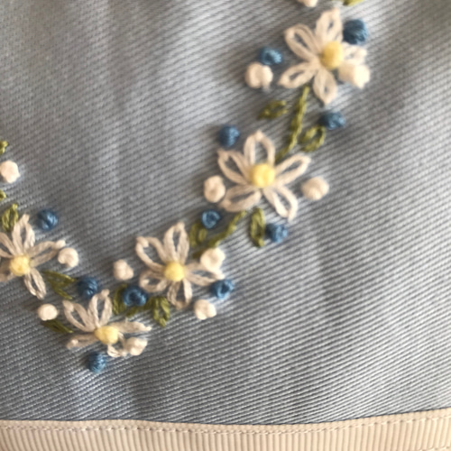 手刺繍 巾着袋 お弁当袋 私立小学校 ファミリア 入学準備