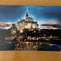 モンサンミッシェルのポスターカードサイズの絵。 1枚目の画像