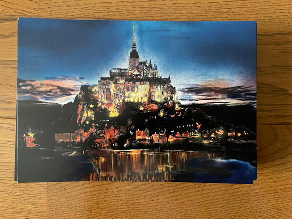 モンサンミッシェルのポスターカードサイズの絵。 1枚目の画像