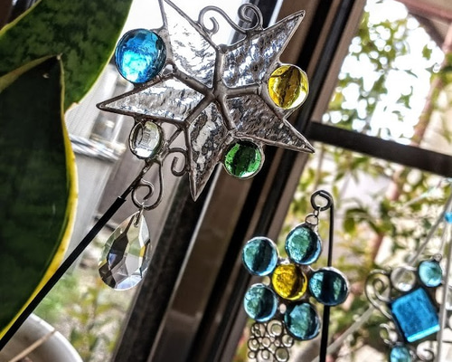 71☆きらきらガラスの星ガーデンピック その他インテリア雑貨 saranamu