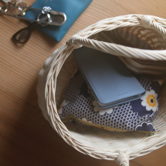 かごバッグ＿はらまきバスケットsquare / rattan basket bag / 籐のころんとまるみかごバッグ 7枚目の画像