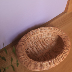 オーバルバスケット＿FRAME/ rattan basket /籐でできたシンプルラインの楕円かご フレームのような立体 4枚目の画像