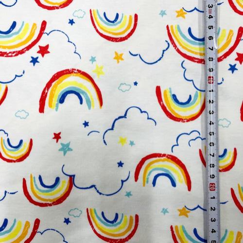 スムースニット生地 虹 50×180cm ハンドメイド 犬服 子供服など 生地