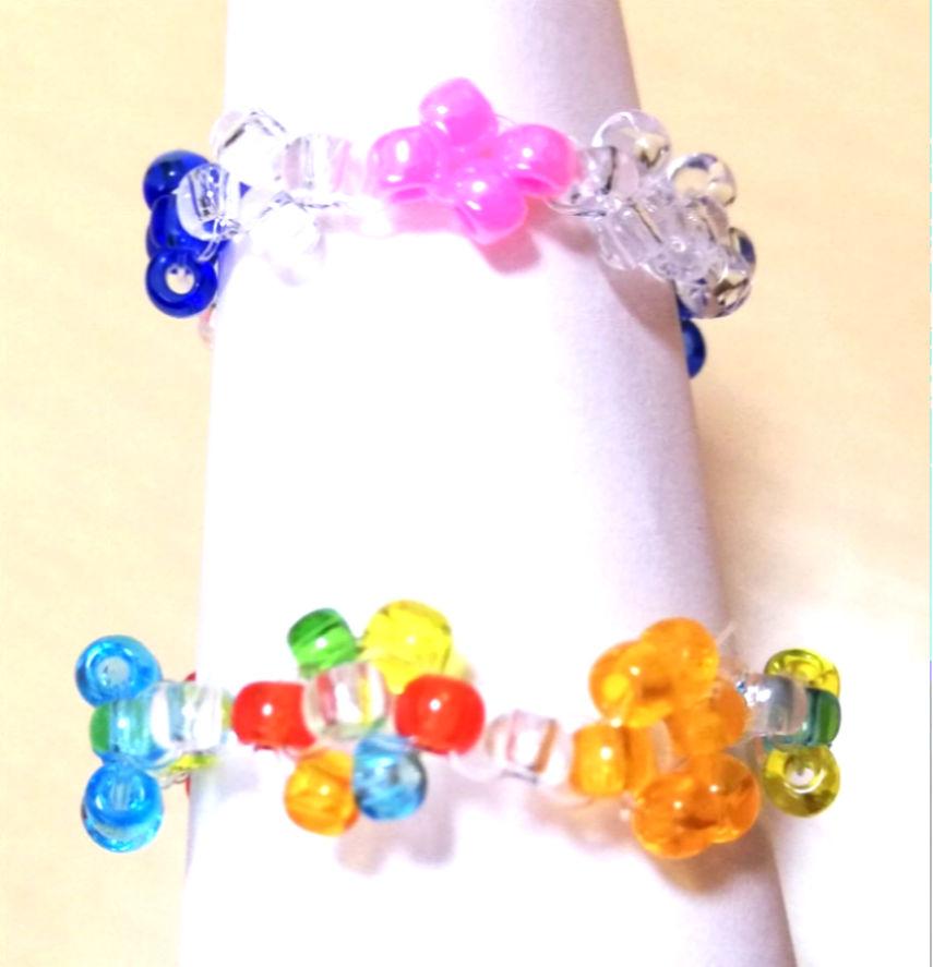 rs-2】ビーズリング ✿ 韓国 カラフル ニコちゃん お花