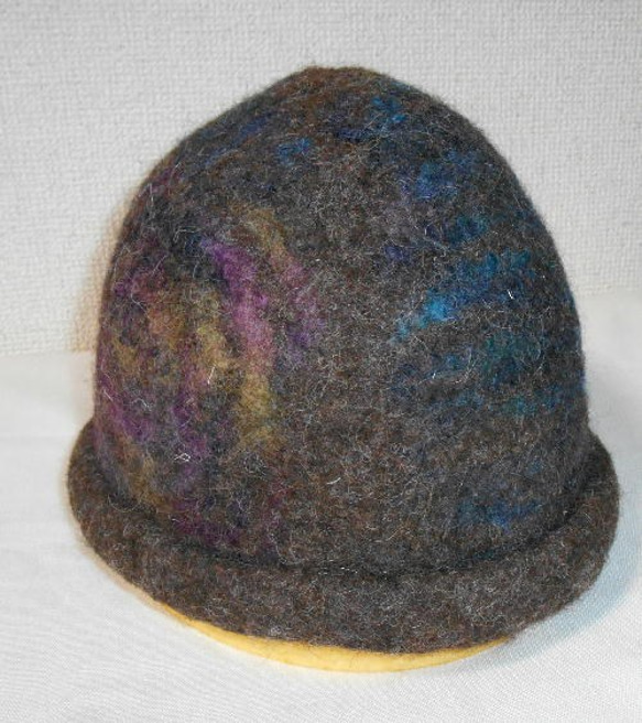 毛糸模様の帽子(茶色） 5枚目の画像