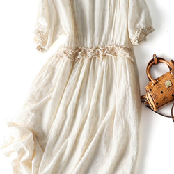 DORA❤️秋❤️綿の刺繍ドレス＊コットン100％ カジュアルなロングスカート、可愛い 2枚目の画像