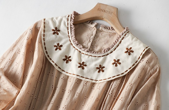 DORA❤️秋❤️綿の刺繍ドレス＊コットン100％ カジュアルなロングスカート、可愛い 6枚目の画像