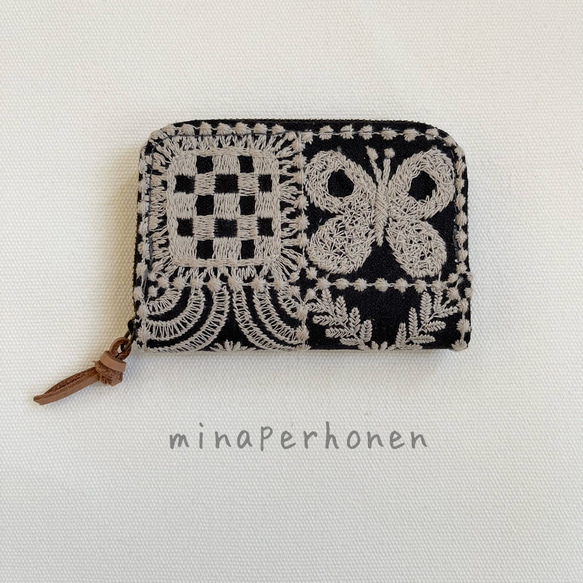 ミナペルホネン☆ラウンドファスナー長財布☆ハンドメイド ミナペルホネン ハンドメイド がま口 親子長財布 両面