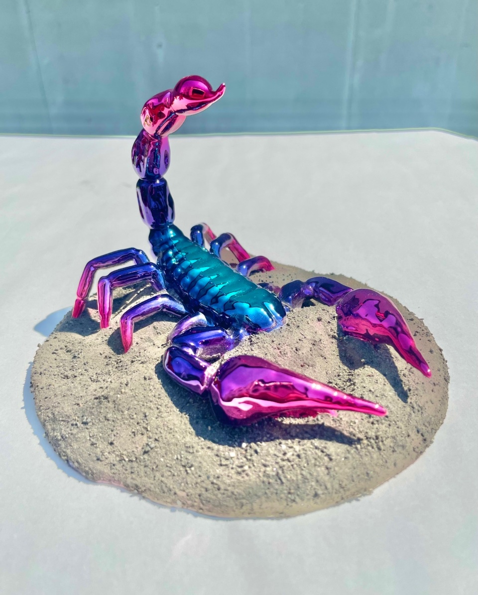 ３Dプリンター　サソリ　特殊造形　銀鏡塗装　ハンドメイド