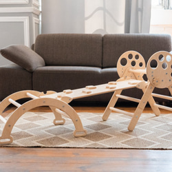 木製のモンテッソーリクライミング家具、折りたたみ式トライアングル、1歳向けギフト 5枚目の画像