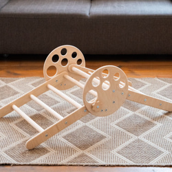 木製のモンテッソーリクライミング家具、折りたたみ式トライアングル、1歳向けギフト 8枚目の画像