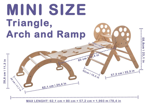 木製のモンテッソーリクライミング家具、折りたたみ式トライアングル、1歳向けギフト 9枚目の画像