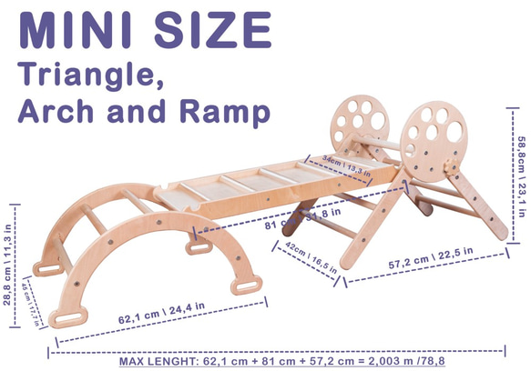 木製のモンテッソーリクライミング家具、折りたたみ式トライアングル、1歳向けギフト 10枚目の画像
