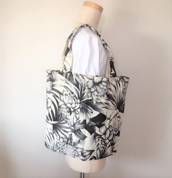 送料無料）折りたたみ出来る ハワイアン柄 エコバッグ モノトーン エコ