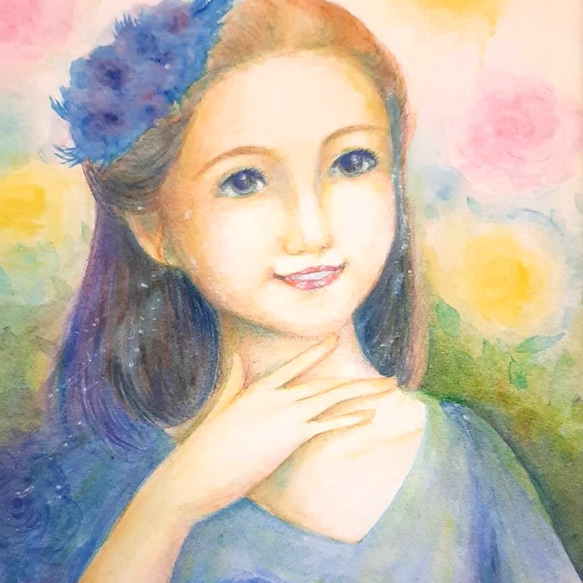 専用　画　美人画　原画　手描きイラスト　水彩画　和装　正月 1587762472.jpg?1654590303