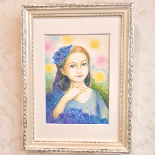 無垢の心【原画】 絵画 人物 水彩 インテリア 絵画 SHoKo 通販