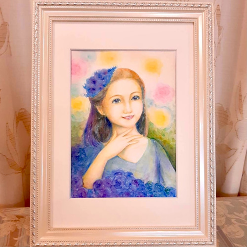無垢の心【原画】 絵画 人物 水彩 インテリア 絵画 SHoKo 通販