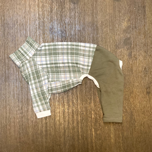 イタグレ服 チェック柄ロンパース ペット服・アクセサリー